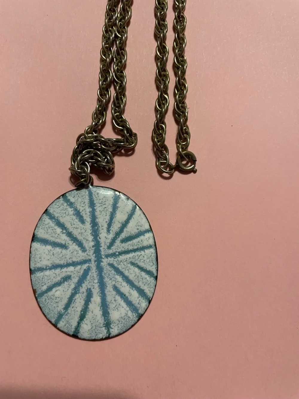 Abstract Vintage 50s Enamel on Copper MCM Pendant on Chain #9639 - Picture 4 of 9